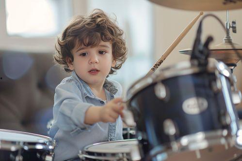 架子鼓小孩照片,架子鼓小将的动感瞬间